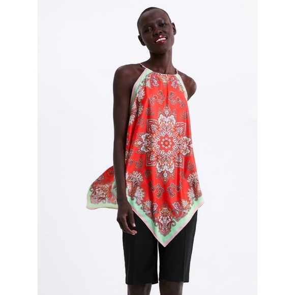 Zara Tops - Zara | Flowy Halter Handkerchief Blouse
